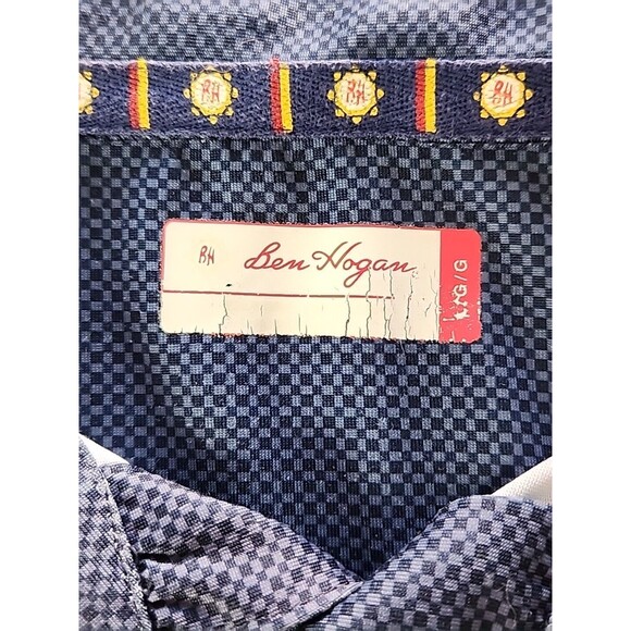 Ben Hogan Golf Polo Shirt Adult Mens Large Blue Geometric Short Sleeve - Picture 10 of 11